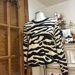 Excellent Condition Zebra print w Sequin Sweater By Twenty One Size L